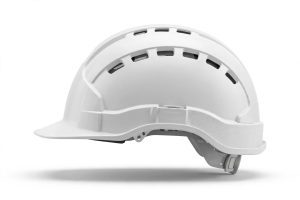 Vented industrial safety helmet