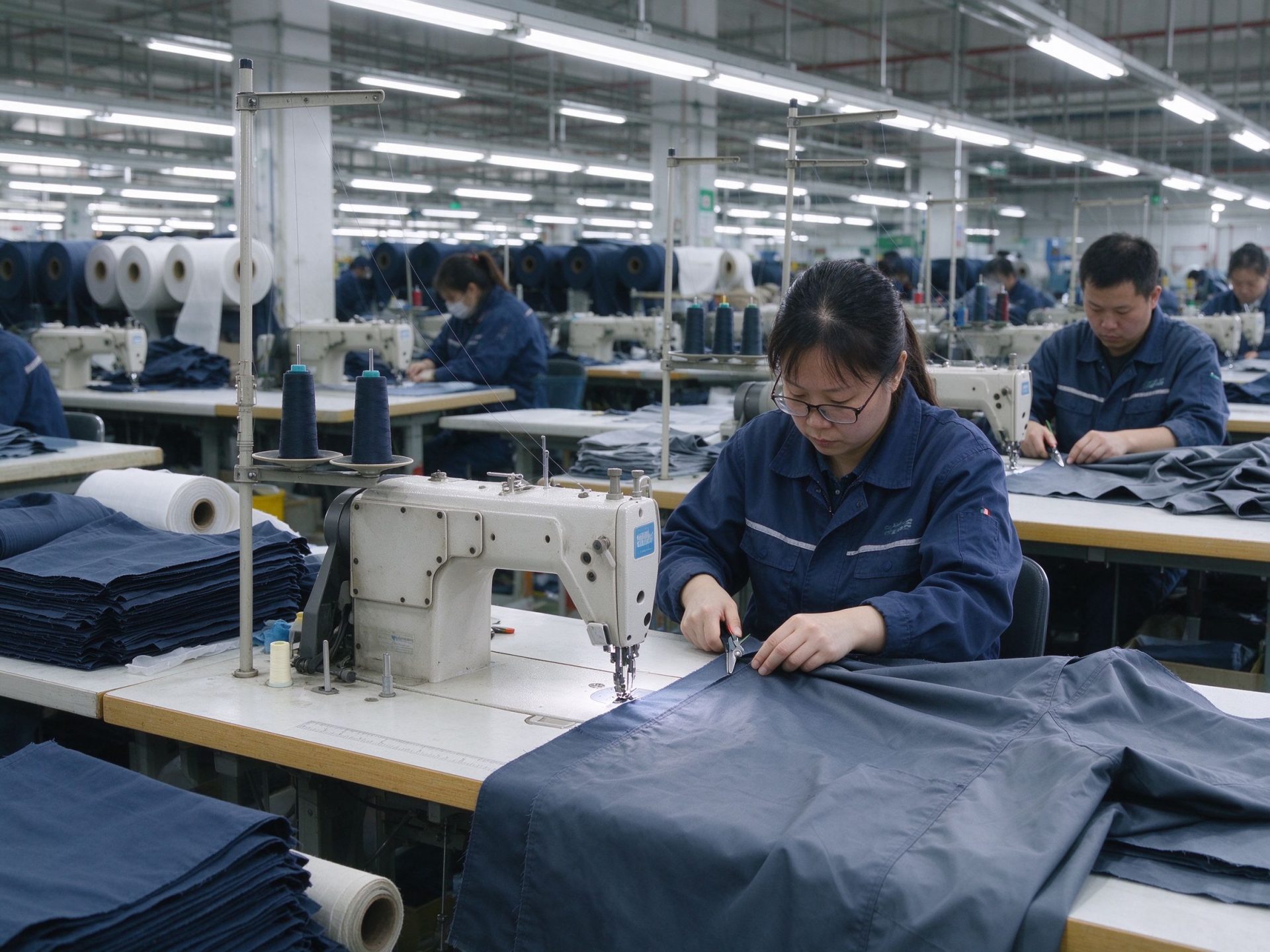 Workwear cutting and sewing line