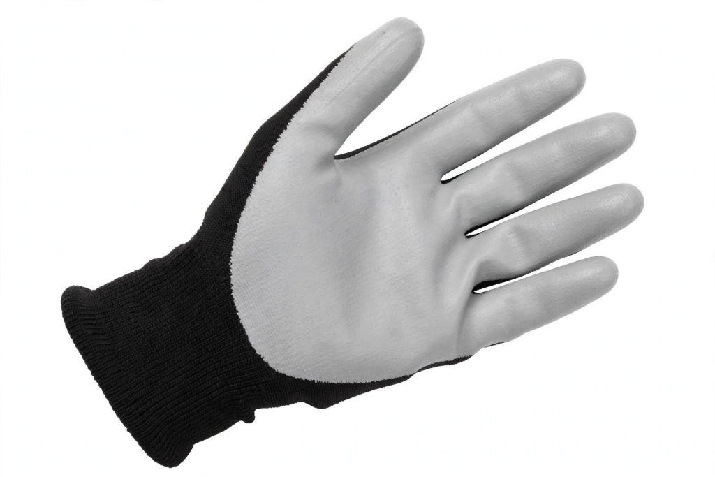 Product illustration of PU Coated Cut Resistant Gloves — Level A4 — 15-gauge · Black