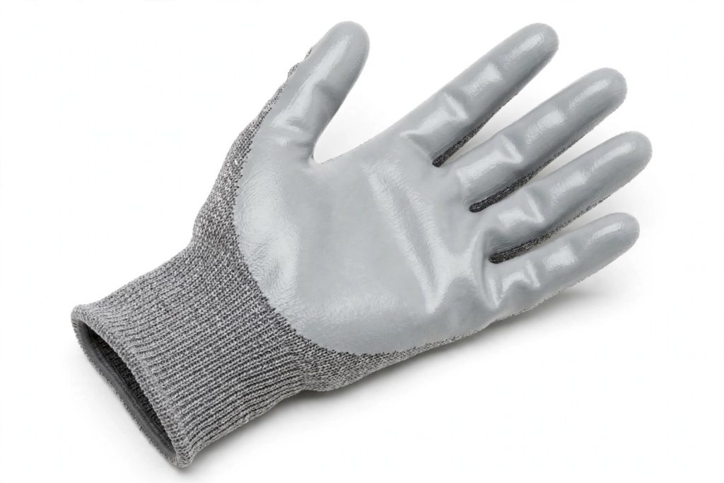 Product illustration of PU Coated Cut Resistant Gloves — Level A5 — 13-gauge · Grey