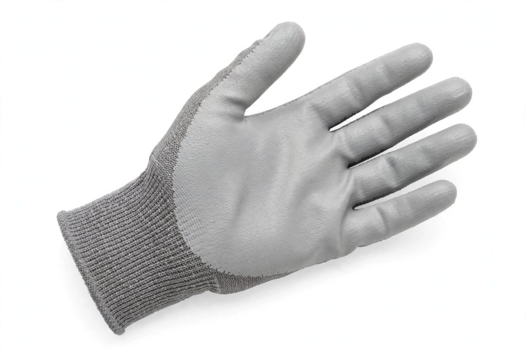 Product illustration of PU Coated Cut Resistant Gloves — Level A5 — 15-gauge · Grey