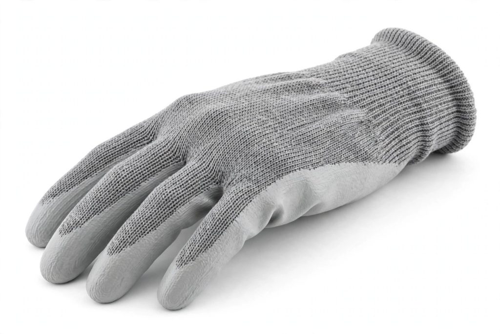 Product illustration of PU Coated Cut Resistant Gloves — Level A6 — 15-gauge · Grey