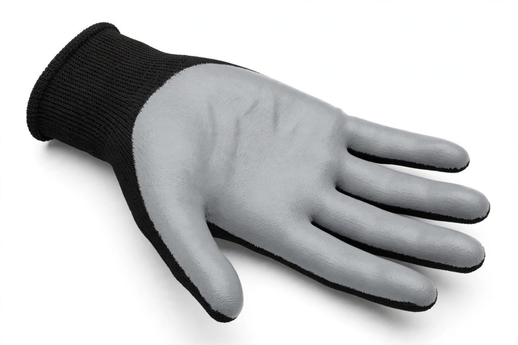 Product illustration of PU Coated Cut Resistant Gloves — Level A7 — 18-gauge · Black